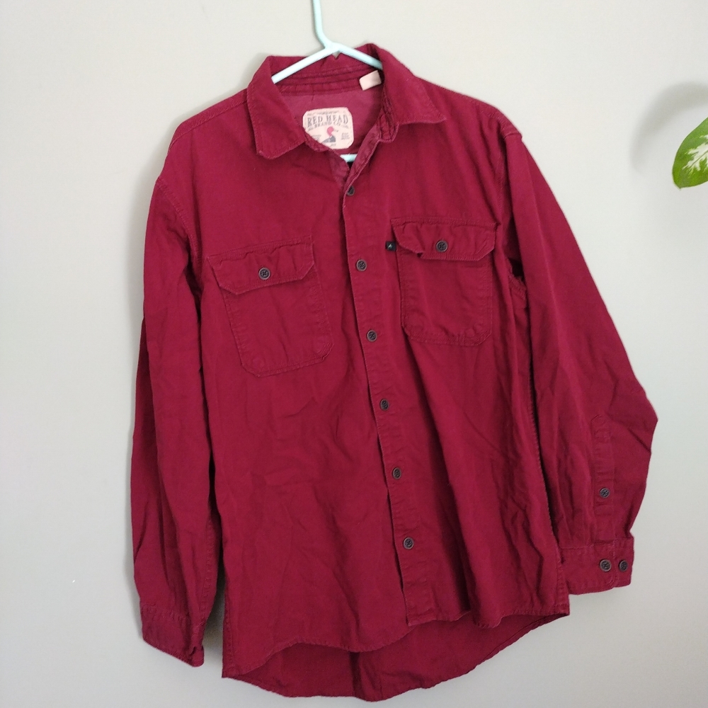 Red Head Brand Co. Men’s Button Up Long sleeve dark red shirt Medium